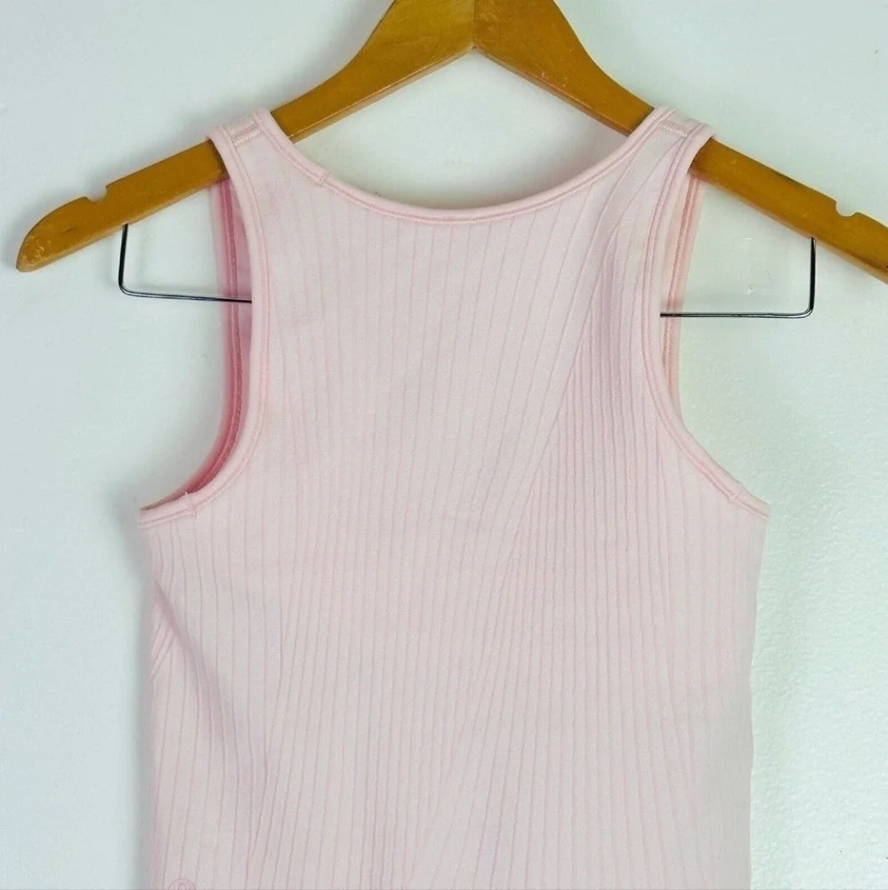 New Lululemon Ebb to Street Cropped Tank Top Rib Map Strawberry Milkshake Sz 4 - Picture 10 of 10
